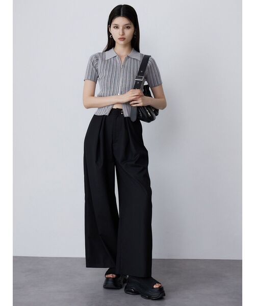 MURUA（ムルーア）の「フロントZIPポロニット（ニット/セーター・レディース・ブルー/グレー/ブラック・FREE）」の6枚目の写真