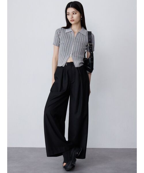 MURUA（ムルーア）の「フロントZIPポロニット（ニット/セーター・レディース・ブルー/グレー/ブラック・FREE）」の7枚目の写真