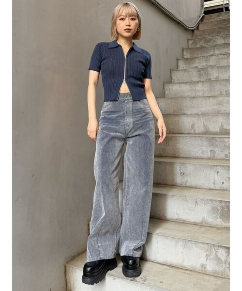 MURUA（ムルーア）の「フロントZIPポロニット（ニット/セーター・レディース・ブルー/グレー/ブラック・FREE）」の16枚目の写真