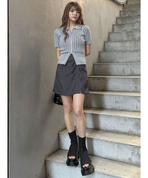 MURUA（ムルーア）の「フロントZIPポロニット（ニット/セーター・レディース・ブルー/グレー/ブラック・FREE）」の21枚目の写真