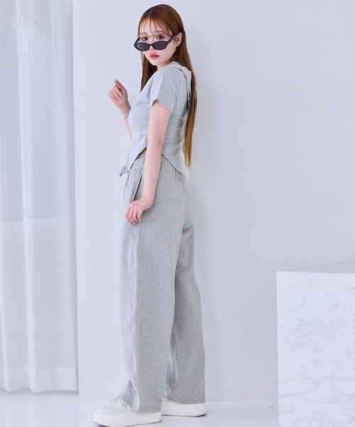 one after another NICE CLAUP（ワンアフターアナザーナイスクラップ）の「セットアップで着れる/スウェットカーブパンツ（スウェットパンツ・レディース・ピンク/杢グレー/チャコールグレー・FREE）」の7枚目の写真