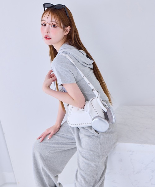 one after another NICE CLAUP（ワンアフターアナザーナイスクラップ）の「セットアップで着れる/スウェットカーブパンツ（スウェットパンツ・レディース・ピンク/杢グレー/チャコールグレー・FREE）」の10枚目の写真