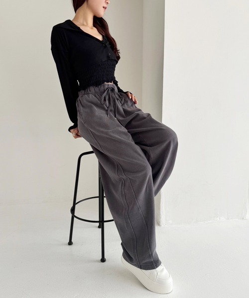 one after another NICE CLAUP（ワンアフターアナザーナイスクラップ）の「セットアップで着れる/スウェットカーブパンツ（スウェットパンツ・レディース・ピンク/杢グレー/チャコールグレー・FREE）」の18枚目の写真