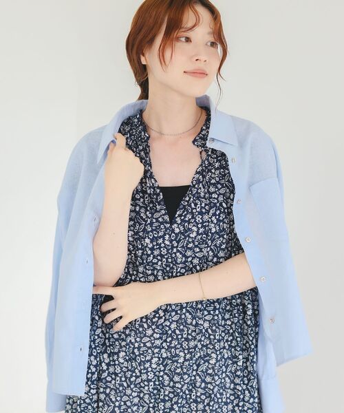 le.coeur blanc（ルクールブラン）の「《手洗い可能》フラワープリントネックギャザーワンピース（ワンピース・レディース・グリーン系その他/ホワイト系その他・38）」の13枚目の写真