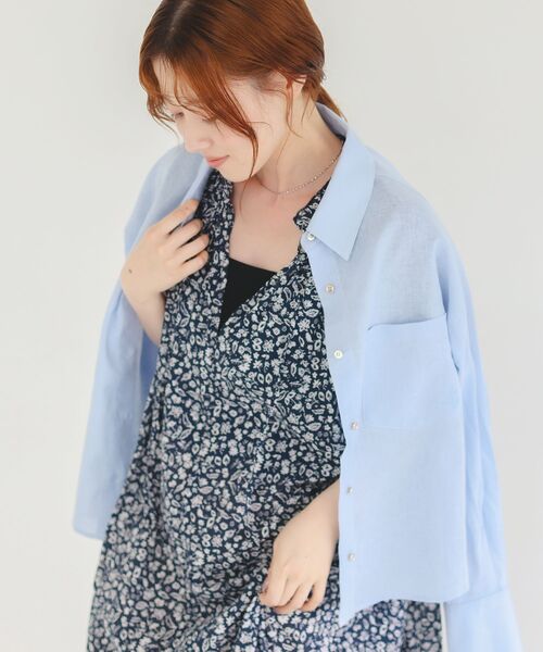 le.coeur blanc（ルクールブラン）の「《手洗い可能》フラワープリントネックギャザーワンピース（ワンピース・レディース・グリーン系その他/ホワイト系その他・38）」の14枚目の写真