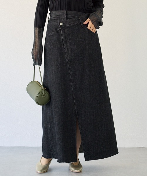 LAVEANGE（ラビアンジェ）の「アシメフロントデニムスカート（デニムスカート・レディース・ネイビー/ブラック・M/LL/3L/4L）」の15枚目の写真