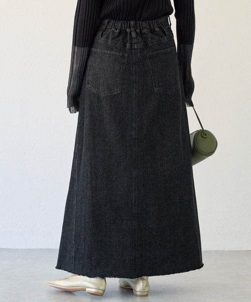 LAVEANGE（ラビアンジェ）の「アシメフロントデニムスカート（デニムスカート・レディース・ネイビー/ブラック・M/LL/3L/4L）」の19枚目の写真