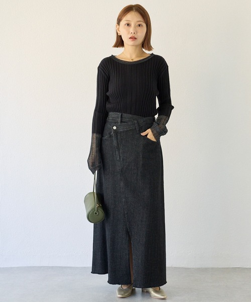 LAVEANGE（ラビアンジェ）の「アシメフロントデニムスカート（デニムスカート・レディース・ネイビー/ブラック・M/LL/3L/4L）」の20枚目の写真