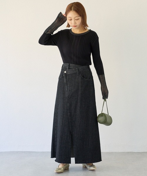LAVEANGE（ラビアンジェ）の「アシメフロントデニムスカート（デニムスカート・レディース・ネイビー/ブラック・M/LL/3L/4L）」の21枚目の写真