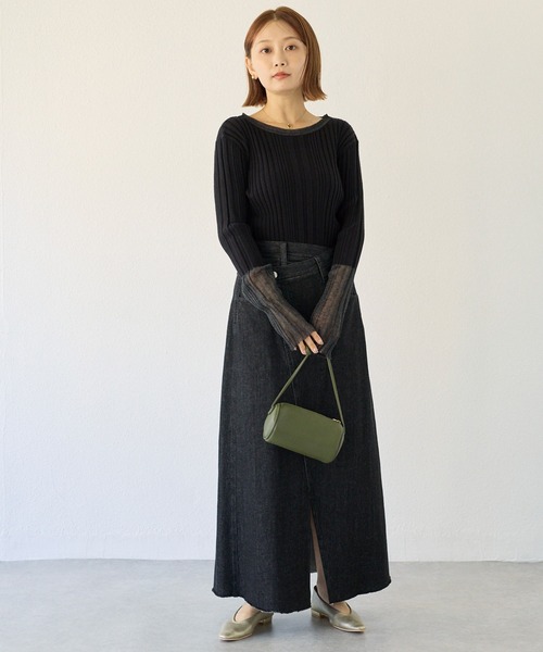 LAVEANGE（ラビアンジェ）の「アシメフロントデニムスカート（デニムスカート・レディース・ネイビー/ブラック・M/LL/3L/4L）」の22枚目の写真