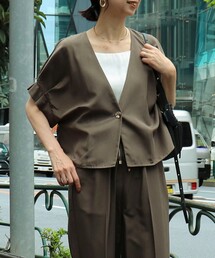 クーポン】【セール 30%OFF】◇【WEB限定】配色ノーカラー