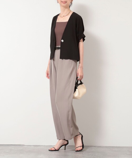 MICO COULIER（ミコクリエ）の「《セットアップ対応》トログログランタック袖ジャケット（ノーカラージャケット・レディース・ネイビー/ブラック/カーキ・38）」の6枚目の写真