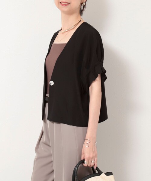 MICO COULIER（ミコクリエ）の「《セットアップ対応》トログログランタック袖ジャケット（ノーカラージャケット・レディース・ネイビー/ブラック/カーキ・38）」の5枚目の写真