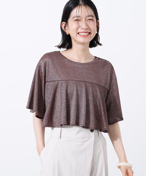 N.(N. Natural Beauty Basic)(エヌエヌナチュラルビューティーベーシック)の「ラメドレープカットソー(Tシャツ/カットソー・レディース・ブラウン/グリーン系その他/オレンジ・MEDIUM)」の4枚目の写真