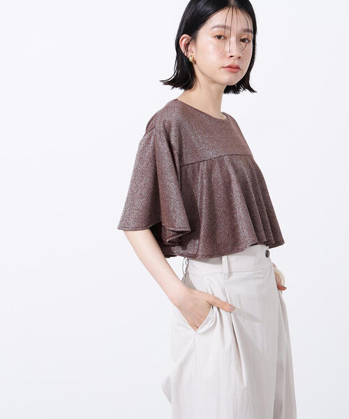N.(N. Natural Beauty Basic)(エヌエヌナチュラルビューティーベーシック)の「ラメドレープカットソー(Tシャツ/カットソー・レディース・ブラウン/グリーン系その他/オレンジ・MEDIUM)」の7枚目の写真