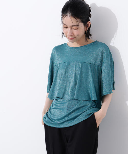 N.(N. Natural Beauty Basic)(エヌエヌナチュラルビューティーベーシック)の「ラメドレープカットソー(Tシャツ/カットソー・レディース・ブラウン/グリーン系その他/オレンジ・MEDIUM)」の3枚目の写真