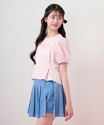 【接触冷感】袖異素材タックTシャツ