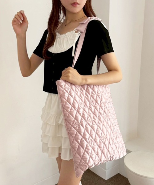 one after another NICE CLAUP(ワンアフターアナザーナイスクラップ)の「【LouLoumei】キルティングトートバッグ(トートバッグ・レディース・ブラック/アイボリー/ピンク・FREE)」の10枚目の写真