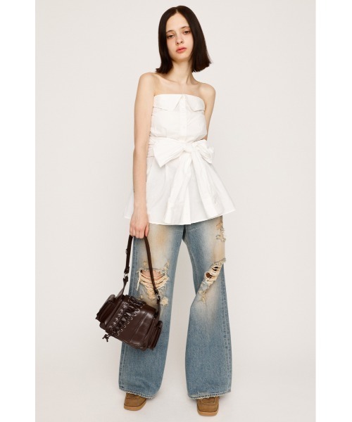 SLY(スライ)の「SHIRT DETAIL CAMI TOPS シャツディティール キャミ トップス 夏服 ノースリーブトップス(キャミソール・レディース・マルチ/ホワイト・FREE)」の3枚目の写真