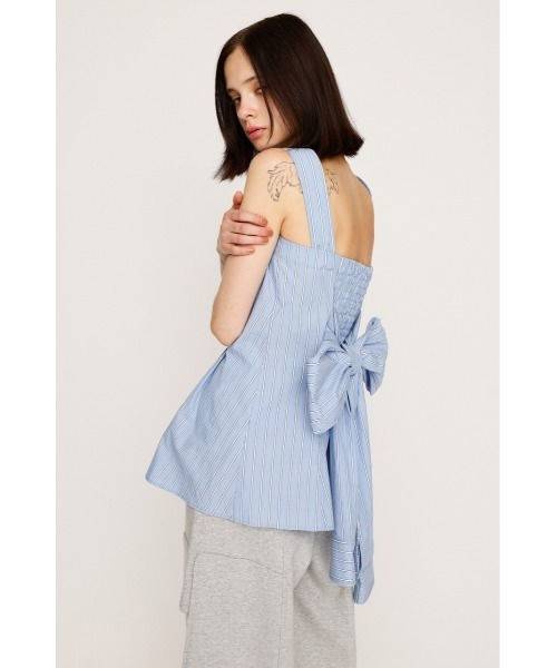 SLY(スライ)の「SHIRT DETAIL CAMI TOPS シャツディティール キャミ トップス 夏服 ノースリーブトップス(キャミソール・レディース・マルチ/ホワイト・FREE)」の8枚目の写真