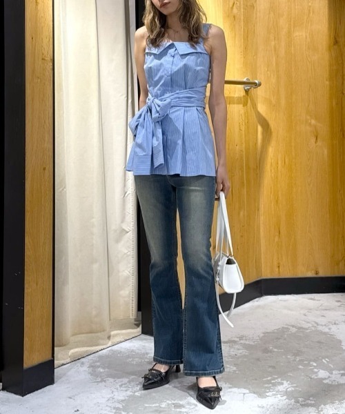 SLY(スライ)の「SHIRT DETAIL CAMI TOPS シャツディティール キャミ トップス 夏服 ノースリーブトップス(キャミソール・レディース・マルチ/ホワイト・FREE)」の22枚目の写真