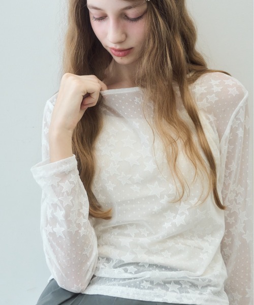 スターシアートップス/star sheer top（Tシャツ/カットソー