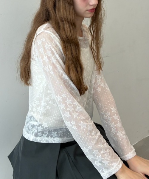 スターシアートップス/star sheer top（Tシャツ/カットソー