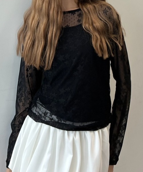 スターシアートップス/star sheer top（Tシャツ/カットソー
