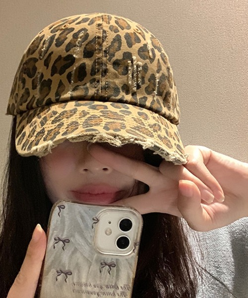 SANSeLF(サンセルフ)の「【SANSeLF】ヒョウ柄 レオパード ダメージ フリンジバイザー ローキャップ saa25a002(キャップ・レディース・レオパード・FREE)」の5枚目の写真