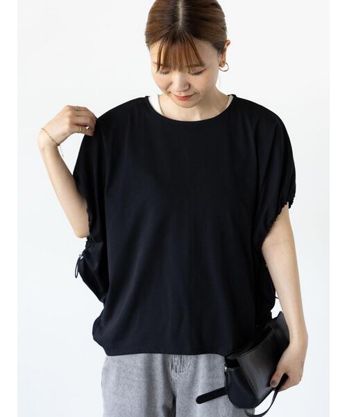 tシャツ 「接触冷感」Charco ドットドロストカットソー レディース セール】【接触冷感】袖口ドロストトップス（Tシャツ/カットソー