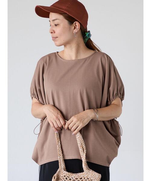 Lugnoncure(ルノンキュール)の「【接触冷感】袖口ドロストトップス(Tシャツ/カットソー・レディース・ブラック/オフホワイト/モカ・F)」の3枚目の写真