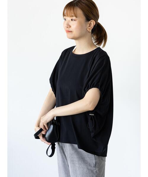 Lugnoncure(ルノンキュール)の「【接触冷感】袖口ドロストトップス(Tシャツ/カットソー・レディース・ブラック/オフホワイト/モカ・F)」の10枚目の写真