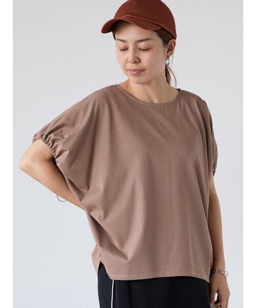 Lugnoncure(ルノンキュール)の「【接触冷感】袖口ドロストトップス(Tシャツ/カットソー・レディース・ブラック/オフホワイト/モカ・F)」の13枚目の写真