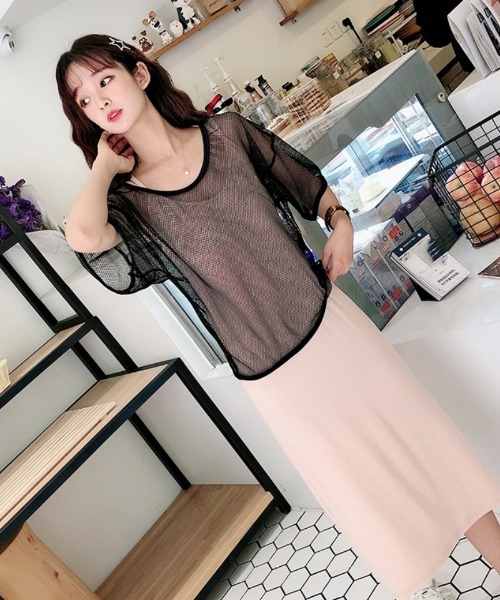 Ritzy(リッツィー)の「メッシュ プルオーバートップス(Tシャツ/カットソー・レディース・ホワイト/ブラック・FREE)」の10枚目の写真