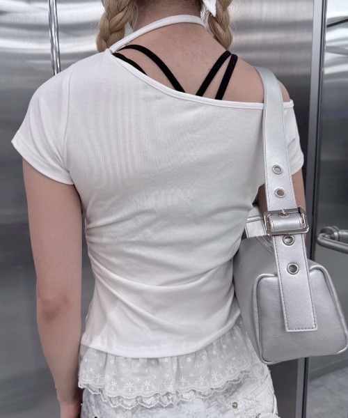 Never mind the XU / Chikashitsu+(ネバーマインド ザ エックスユー / チカシツプラス)の「【nmtc+】lettering cubic lace tee / 【エヌエムティーシープラス】レタリングキュービックレース半袖Tシャツ(Tシャツ/カットソー・レディース・ブラック/アイボリー/グレー・ONE SIZE)」の7枚目の写真