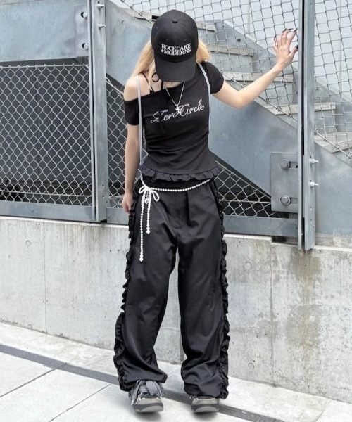 Never mind the XU / Chikashitsu+(ネバーマインド ザ エックスユー / チカシツプラス)の「【nmtc+】lettering cubic lace tee / 【エヌエムティーシープラス】レタリングキュービックレース半袖Tシャツ(Tシャツ/カットソー・レディース・ブラック/アイボリー/グレー・ONE SIZE)」の14枚目の写真