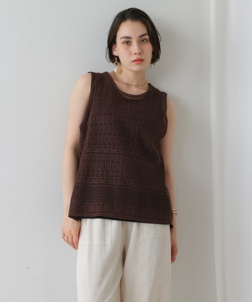 Bou Jeloud(ブージュルード)の「タンクセットバックリボン柄編みニット(ベスト・レディース・ブラック/ベージュ/ブラウン・FREE)」の20枚目の写真