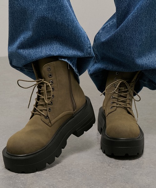 セール】【Alfred Alex】Chunky High-Sole Boots/ハイソール サイド