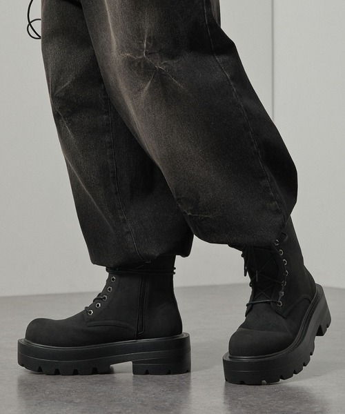 Alfred Alex(アルフレッドアレックス)の「【Alfred Alex】Chunky High-Sole Boots/ハイソール サイドジップブーツ(ブーツ・メンズ・ブラウン/ブラック・L/M/S)」の14枚目の写真