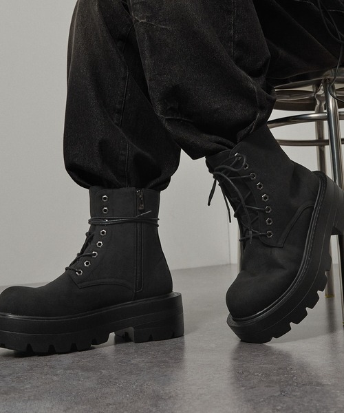 Alfred Alex(アルフレッドアレックス)の「【Alfred Alex】Chunky High-Sole Boots/ハイソール サイドジップブーツ(ブーツ・メンズ・ブラウン/ブラック・L/M/S)」の5枚目の写真
