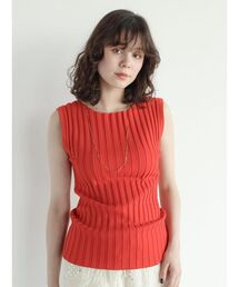 Wide rib sleeveless pullover