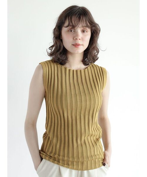 FIKA.(フィーカ)の「Wide rib sleeveless pullover(ニット/セーター・レディース・イエロー系その他4/チャコール/オレンジ系3/ダークブラウン・MEDIUM)」の3枚目の写真
