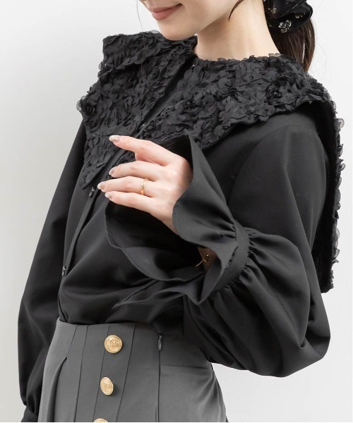 セール】3Dフラワービッグカラーブラウス（シャツ/ブラウス）｜RANDA