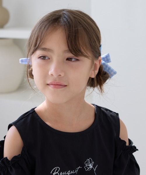 ROPE' PICNIC(ロペピクニック)の「チェック柄リボンゴム×ヘアピンセット(ヘアゴム・キッズ・サックスブルー/ダークラベンダー/ピンク・FREE)」の16枚目の写真