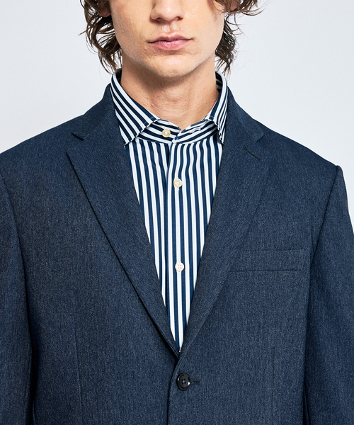 ABAHOUSE（アバハウス）の「【セットアップ対応】デニムライク ジャケット / FLEX JACKET / 2WAYストレッチ 防シワ性 手洗い可（セットアップ・メンズ・ブラウン/ダークネイビー/インディゴブルー・44/46/48/50）」の7枚目の写真