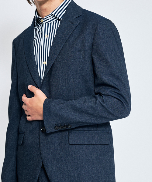 ABAHOUSE（アバハウス）の「【セットアップ対応】デニムライク ジャケット / FLEX JACKET / 2WAYストレッチ 防シワ性 手洗い可（セットアップ・メンズ・ブラウン/ダークネイビー/インディゴブルー・44/46/48/50）」の8枚目の写真