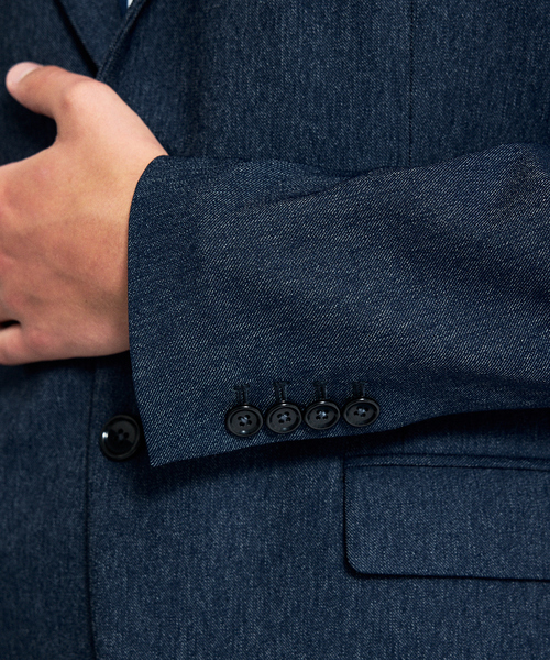 ABAHOUSE（アバハウス）の「【セットアップ対応】デニムライク ジャケット / FLEX JACKET / 2WAYストレッチ 防シワ性 手洗い可（セットアップ・メンズ・ブラウン/ダークネイビー/インディゴブルー・44/46/48/50）」の9枚目の写真