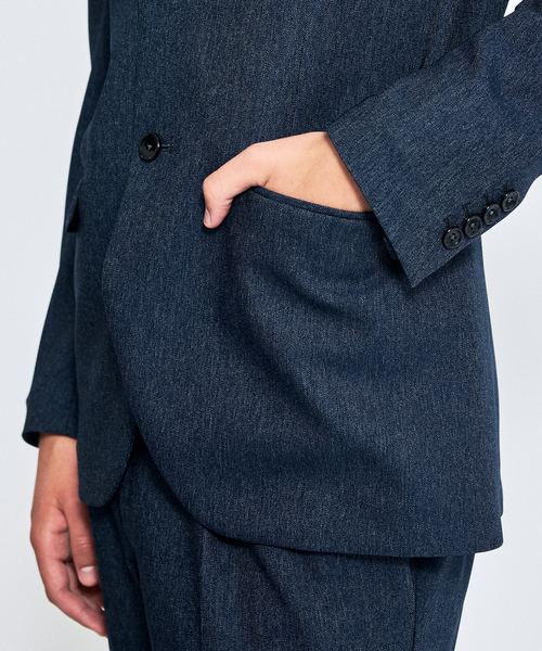 ABAHOUSE（アバハウス）の「【セットアップ対応】デニムライク ジャケット / FLEX JACKET / 2WAYストレッチ 防シワ性 手洗い可（セットアップ・メンズ・ブラウン/ダークネイビー/インディゴブルー・44/46/48/50）」の11枚目の写真