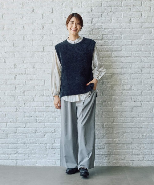 FOUND GOOD（ファウンドグッド）の「シャギーニットベスト（ベスト・レディース・アイボリー/ブラック/グレー系2・L/M）」の4枚目の写真