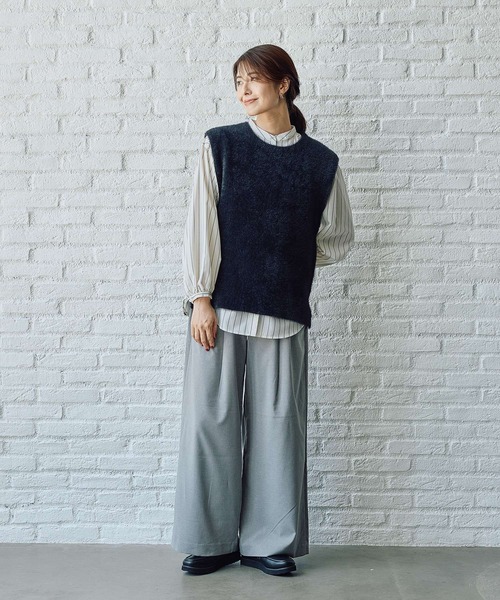 FOUND GOOD（ファウンドグッド）の「シャギーニットベスト（ベスト・レディース・アイボリー/ブラック/グレー系2・L/M）」の5枚目の写真